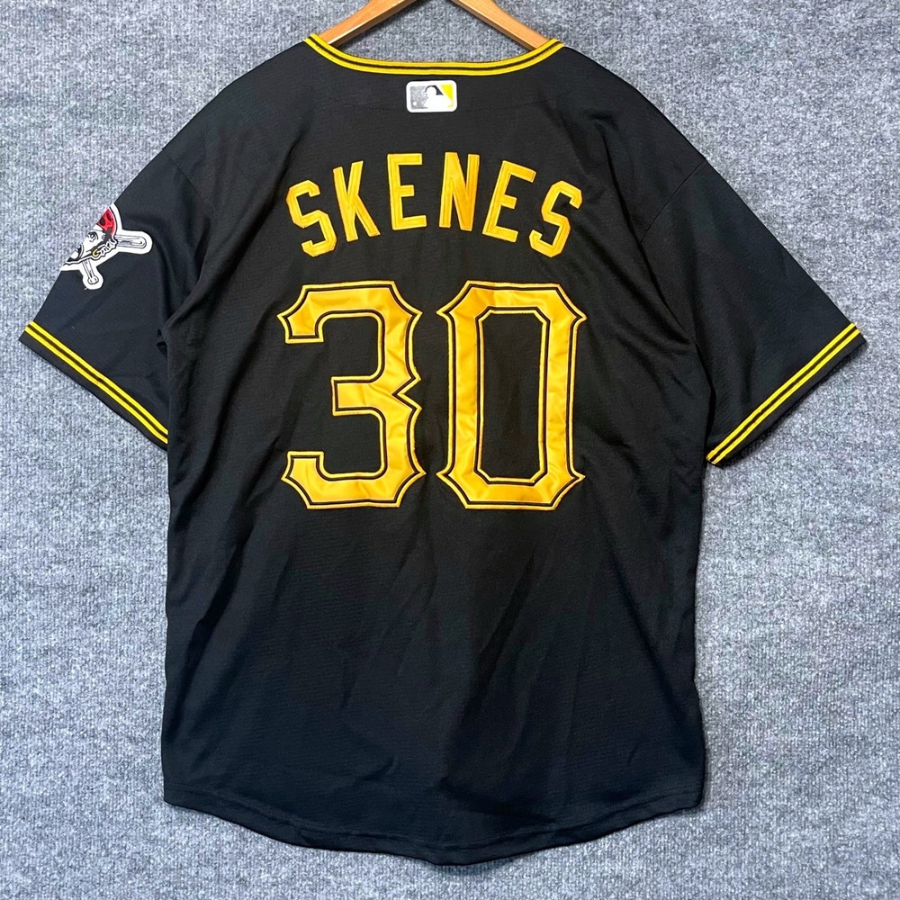 Nike Mens Pittsburgh Pirates Paul Skenes 30 Baseball Jersey Black Gold Medium